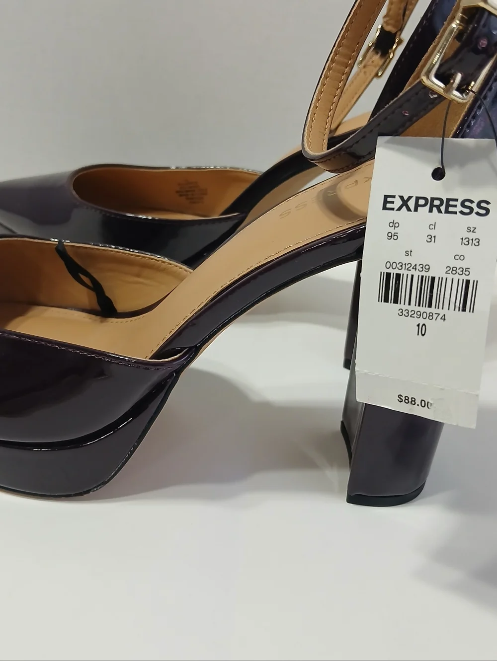Express Patent Ankle-Strap Platform Pumps in Dark‎ Plum